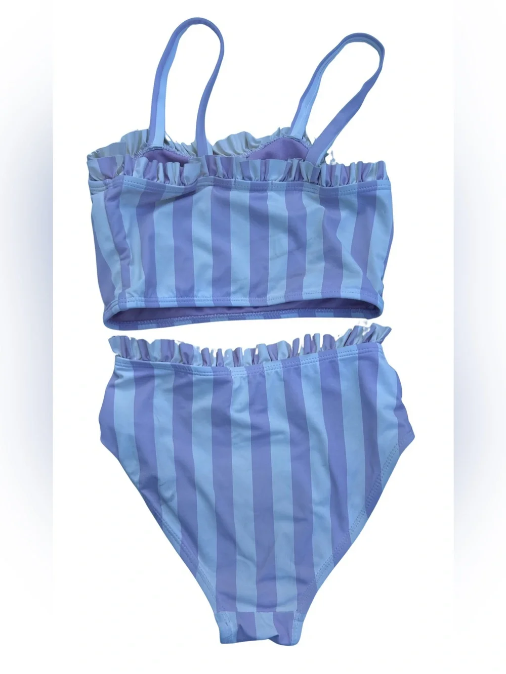 2 Pack! Habitual Girls 7/8 Two Piece Bathing Suits-Lilac/White, Navy Blue/White